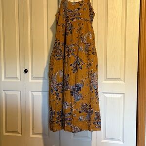 Yellow Gold Scoop Neck Sleeveless Maxi Sundress